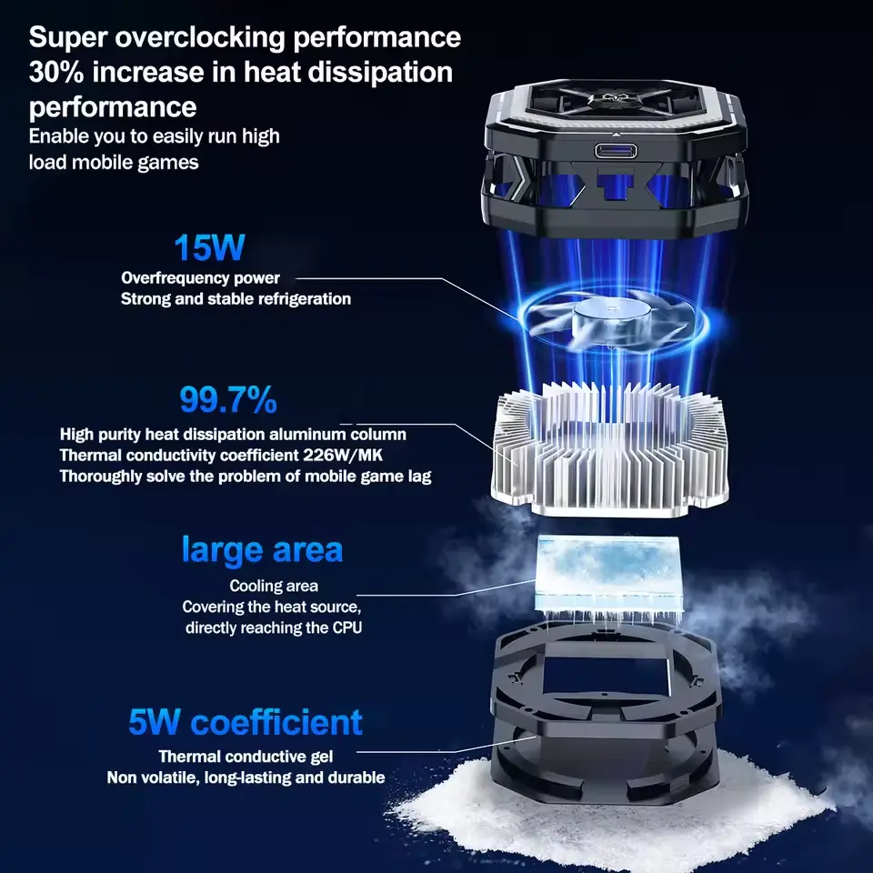فن خنک کننده گوشی موبایل HL01 15W رادیاتوری مگنتی گیره ای